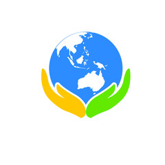 hand globe logo design