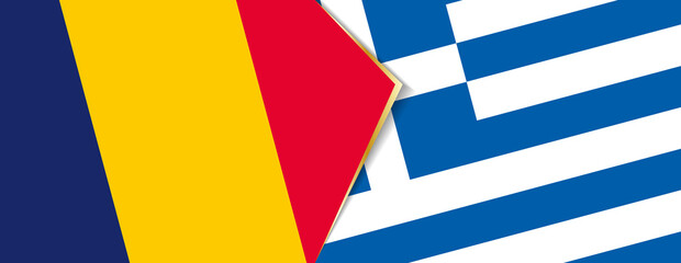 Chad and Greece flags, two vector flags.