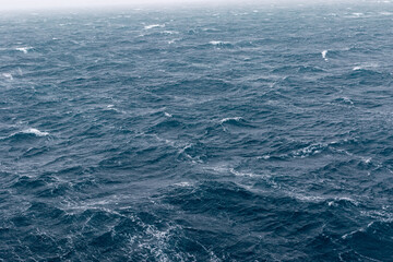 View of the raging sea in Antarctica. Storm.