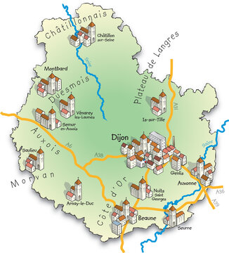21 Carte du d&eacute;partement de la C&ocirc;te-d'Or