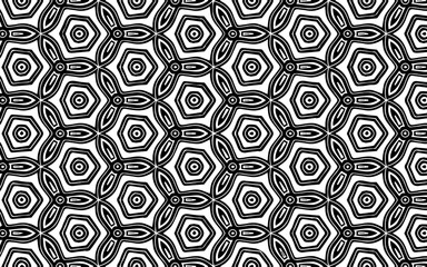 Ethnic black white pattern of geometric shapes, original circles in Mexican, African, Native American style. Vector graphics for coloring