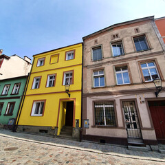 Fototapeta na wymiar Colorful houses in the market square in the city of Gniew, Poland