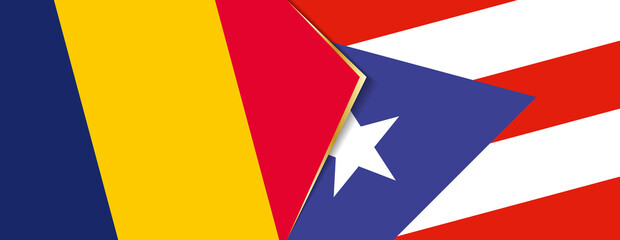 Chad and Puerto Rico flags, two vector flags.