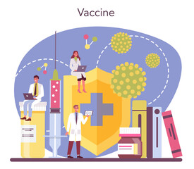 Virologist concept. Scientist studies viruses and bacteria.