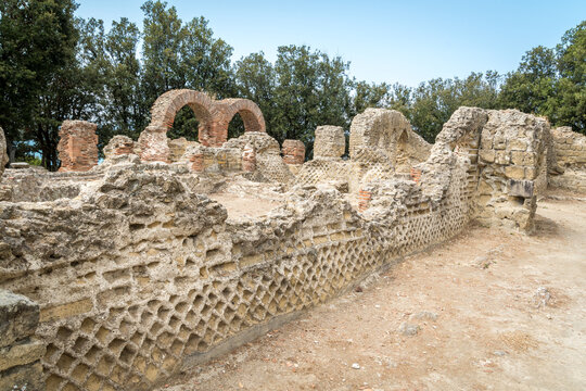 Ancient roman Temple of Jupiterin the archeological site of Cuma, Campania, Italy