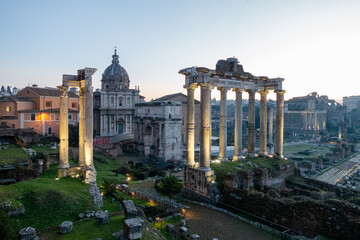 Fototapeta na wymiar Forum Romanum ancient ruins in Rome Italy