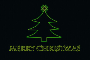 Merry Christmas text design with Christmas tree, Typography for print or use as poster, card, flyer or Banner 