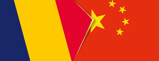 Chad and China flags, two vector flags.