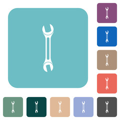 Single wrench rounded square flat icons