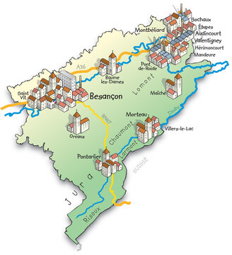 25 Carte du d&eacute;partement du Doubs