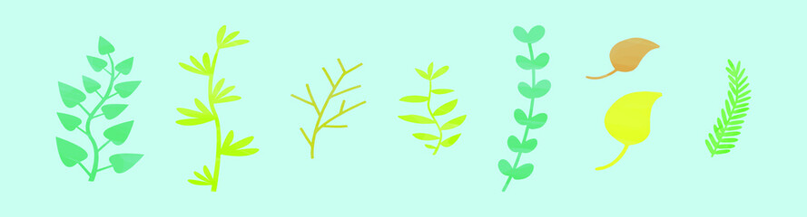 set of plants with leaves cartoon icon design template with various models. vector illustration isolated on blue background