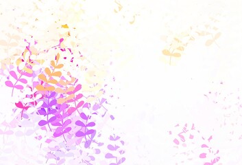 Light Pink, Yellow vector abstract design with leaves.