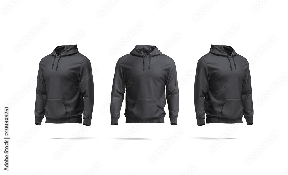 Wall mural blank white hoodie with hood mockup, front and side view