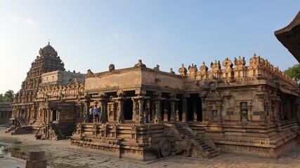 Fototapeta na wymiar Airvatesvara Temple Dravidian Architecture 12th Century CE Hindu Temple world Heritage site UNESCO India 