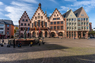 Frankfurt, Germany, November 2020: Dom-Römer the old city center, Frankfurt am Main, Germany