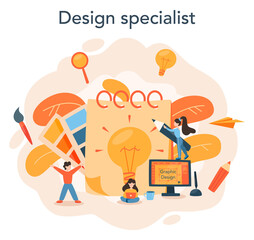 Graphic designer or digital illustrator concept. Picture on the device