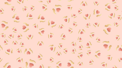 Endless seamless pattern of beautiful festive love joyful tender hearts in hands on a beige background.  illustration