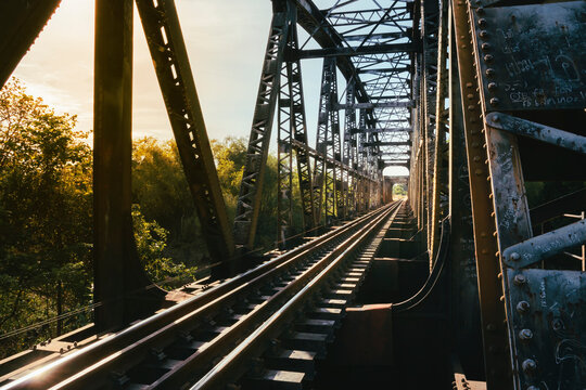 The railway track on the bridge - Powered by Adobe