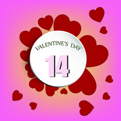 Valentine's day text on tag with red heart.