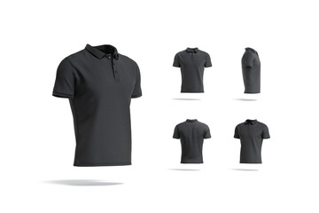 Blank black polo shirt mock up, different views - obrazy, fototapety, plakaty