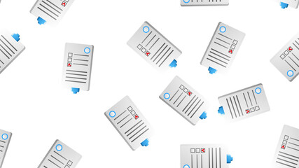 Endless seamless pattern of medical scientific medical objects paper records of medical records on a white background. illustration