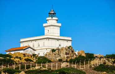 Fototapeta na wymiar lighthouse in the north of sardegna - capo testa