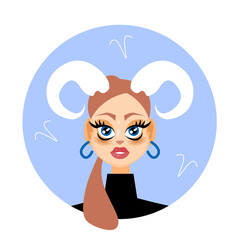 Aries woman horoscope sign. Zodiac sign. Vector illustration