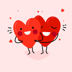 Red heart couple for invitation card, Valentine's Day. Happy Valentine's Day, love, hearts. Beautiful couple. Couple in love concept feel happy and joyful. The characters of the heart