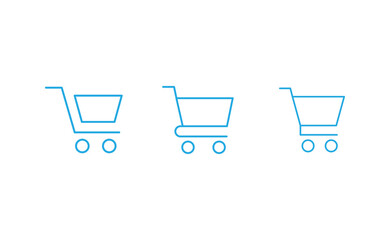 Shopping cart icon collection. Online commerce symbol. E-commerce vector sign.