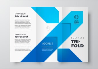 Arrows theme Trifold blue color, cover design template