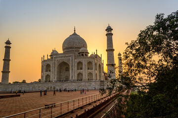 Taj Mahal at sunset in Agra, India
