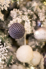 christmas tree with toys and snowflakes