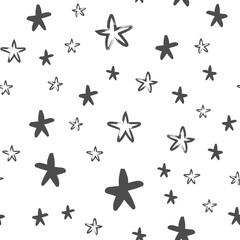 Hand drawn stars seamless texture pattern. Star doodles.