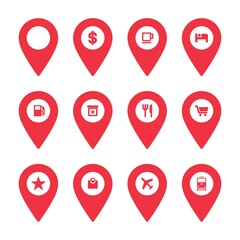 Collection of location pin icon vector illustration. Pin maps collection.