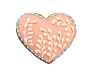 Decorative homemade gingerbread heart isolated on the white