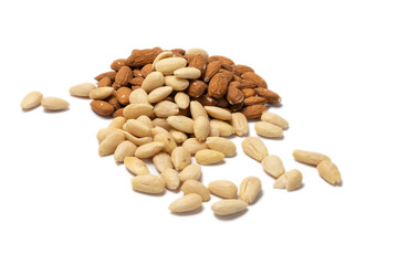Almond isolated. Almonds on white background. 