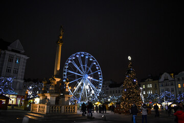 Christmas markets with ferris wheel at Ostrava city, Czech Republic