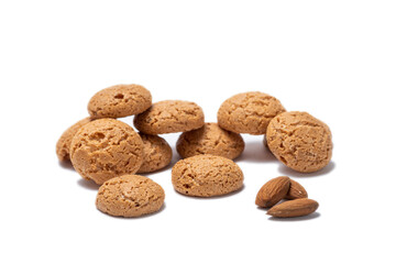 Almond amaretti: famous Italian biscuit isolated on white  background