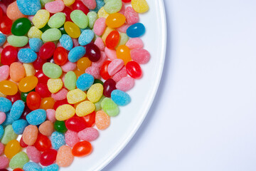 Colored Jelly Beans on a White Plate
