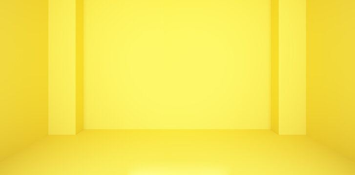 Empty Yellow Room Color 2021.3d Rendering