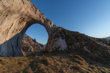 Ojo de Buey of Penamea, situated between Laviana and the Aller valley, one of the most beautiful places in Asturias at sunset.