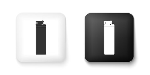 Black and white Lighter icon isolated on white background. Square button. Vector.