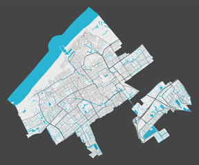 Detailed map of Hague city, Cityscape. Royalty free vector illustration.