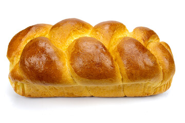brioche entière au beurre isolé sur un fond blanc
