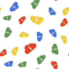 Color Cloud download icon isolated seamless pattern on white background. Vector.