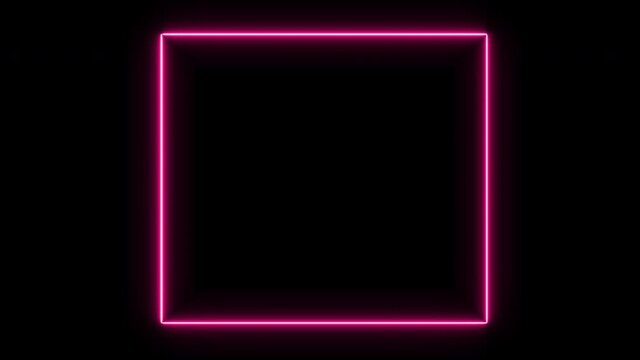 bright red light neon frame on black background, abstract digital 3d rendering 4K video
