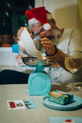 Santa Claus while cooking