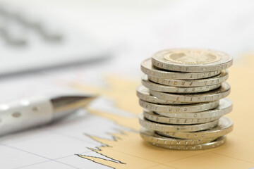 stacked coins of european currency Euro