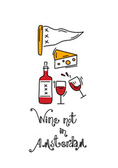 Amsterdam vector elements set. Travel and Tourism Concept. Travel poster, postcard. Hand drawn sketch in doodle style. Vector image, clipart, editable details.