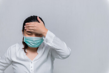 Asian woman business in city of thailand,A girl wearing protection medical mask covid-19 or coronavirus from Infected person,corona protected Help protect For world and people stop virus warning